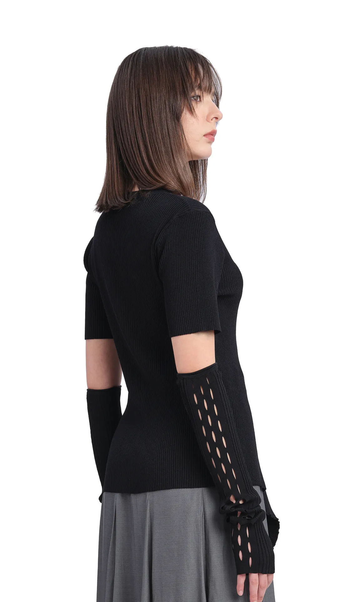Knit Top with Asymmetrical Hem