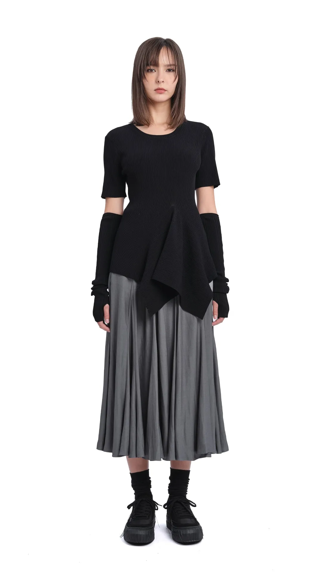 Knit Top with Asymmetrical Hem