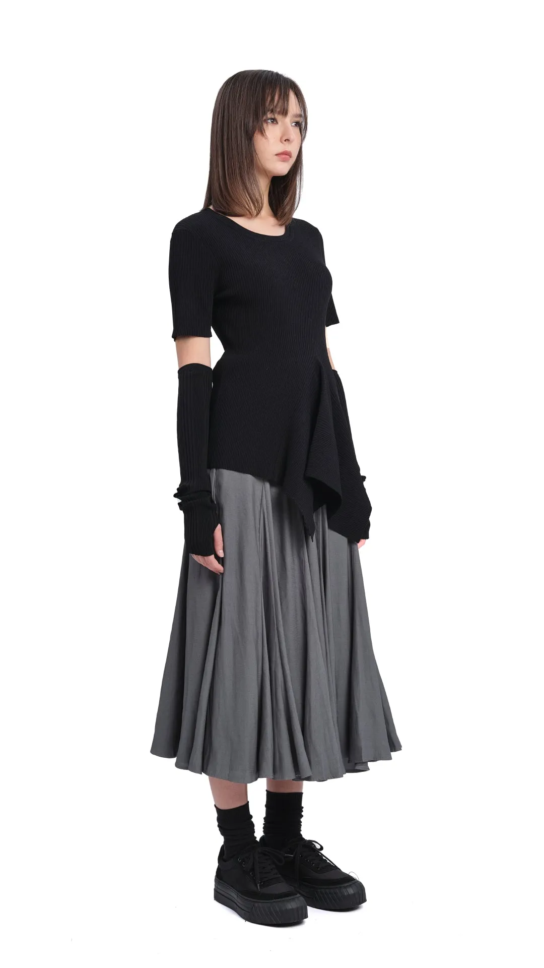 Knit Top with Asymmetrical Hem