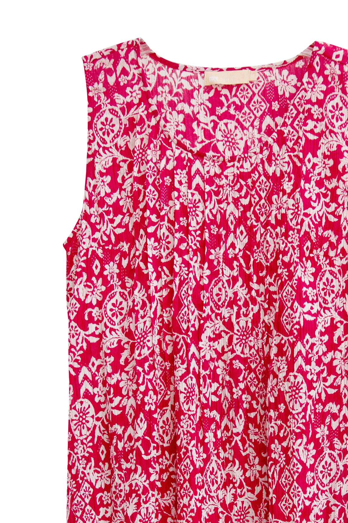 La Cera Crinkle Cotton A-line Print Dress