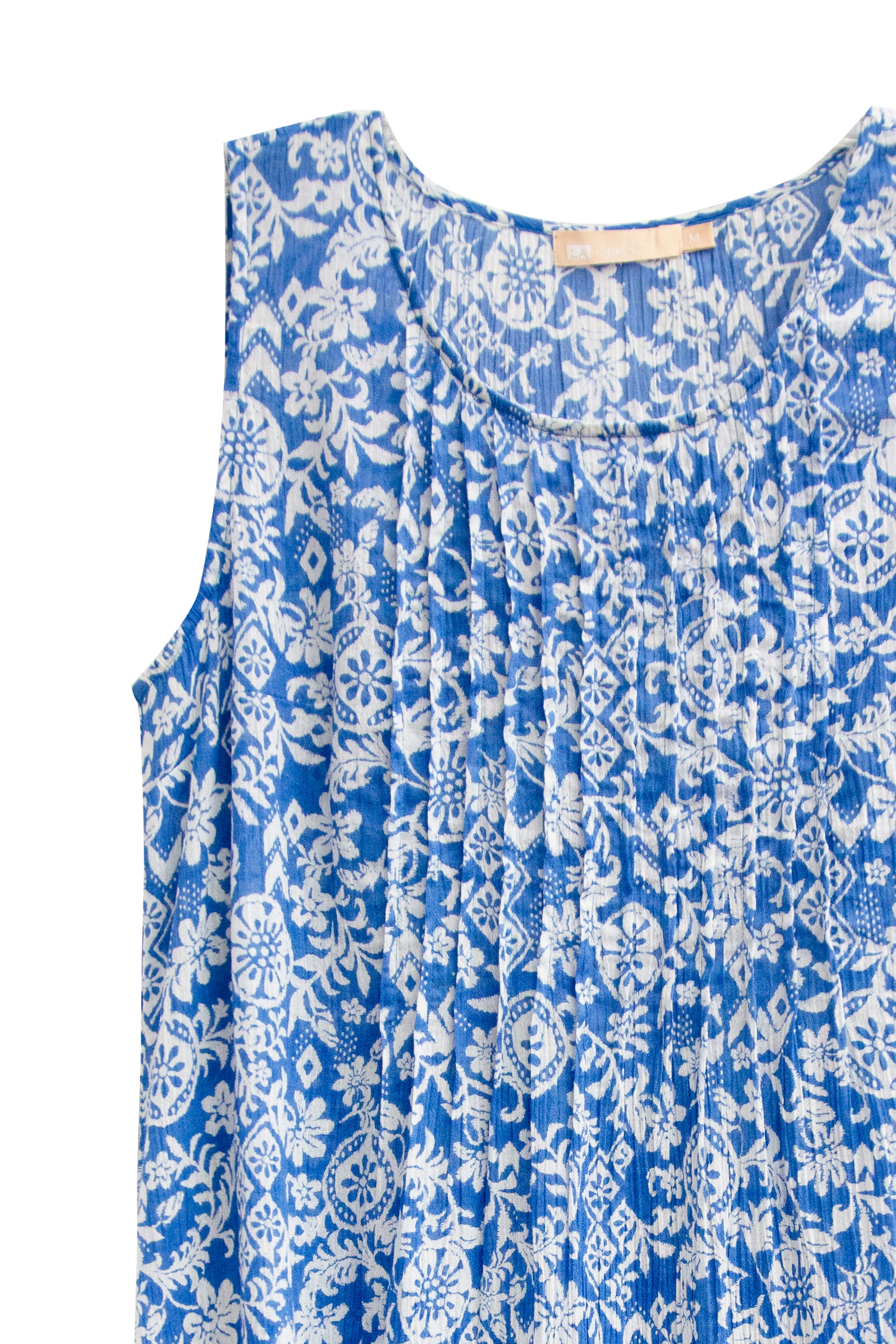 La Cera Crinkle Cotton A-line Print Dress