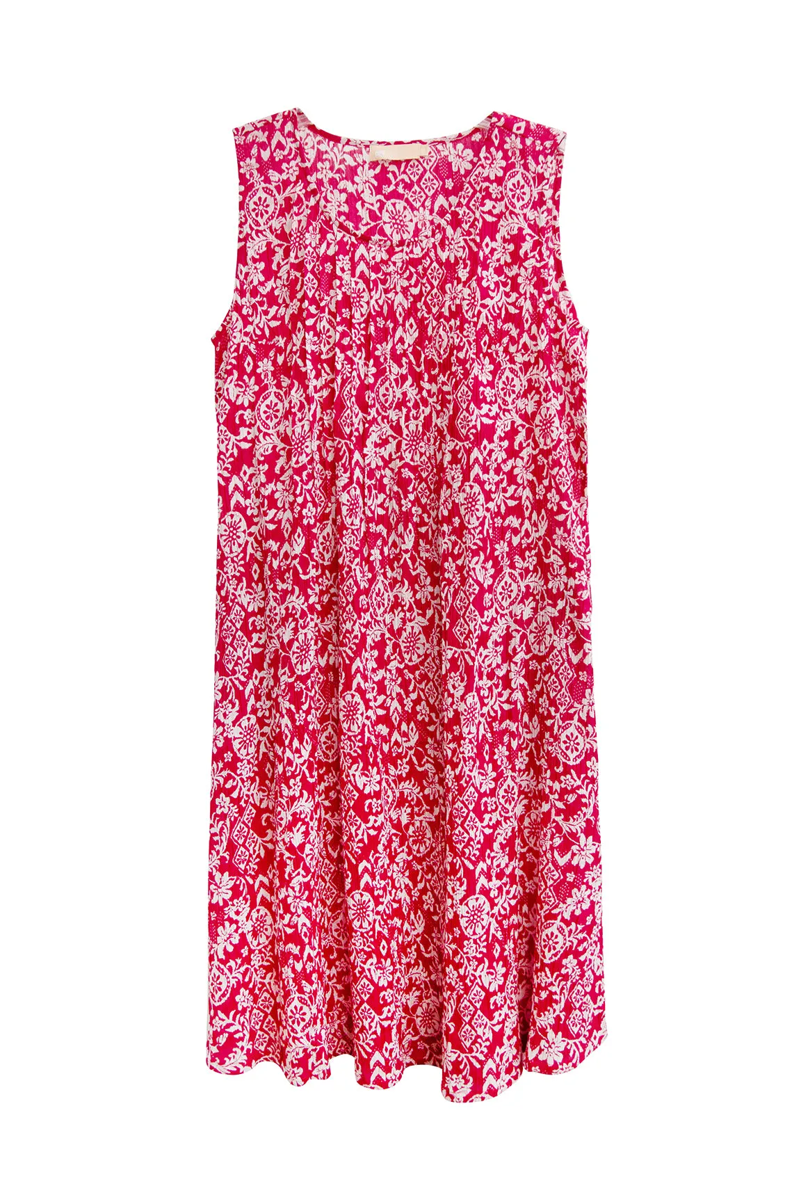 La Cera Crinkle Cotton A-line Print Dress