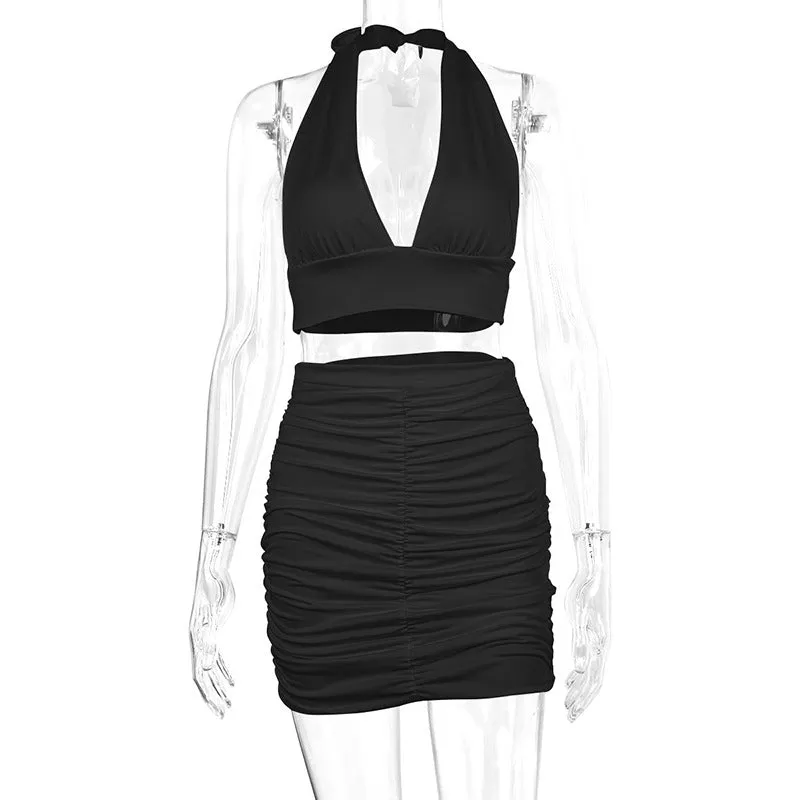 Lace-up Hip Skirt Two-piece Set