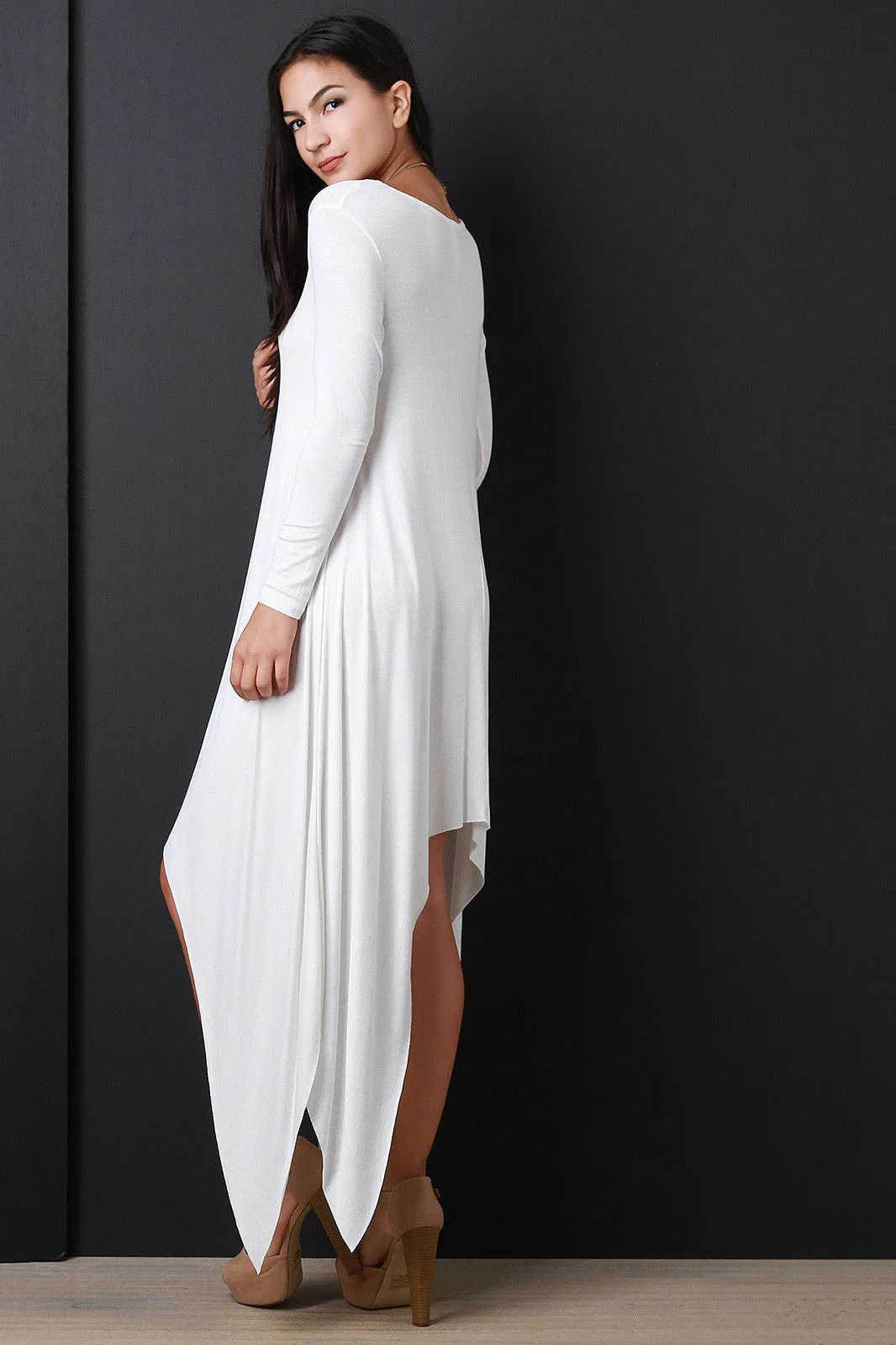 Long Sleeve Sharkbite Maxi Dress
