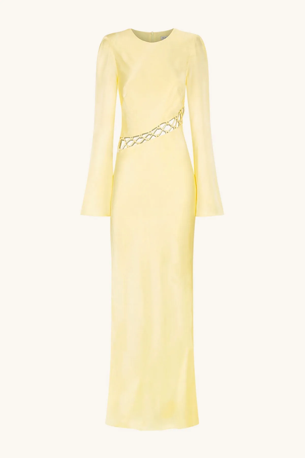 LYDIE ASYMMETRICAL LACE UP MAXI DRESS - LEMON