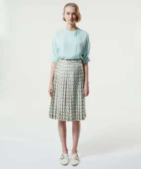 Machka Patterned Pleated Skirt Beige
