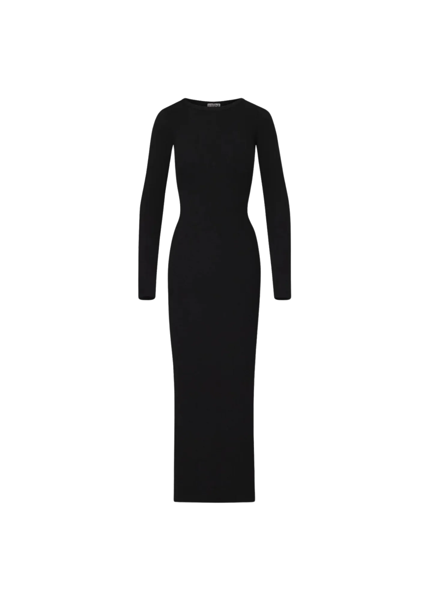 Maxi Long Sleeve Crewneck Dress in Black