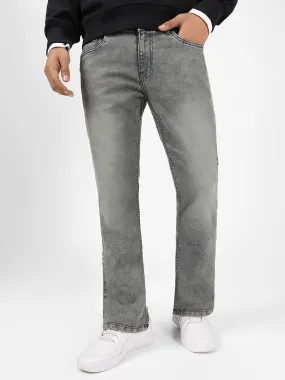 Mens Stretchable Dark Grey Washed Bootcut Jeans