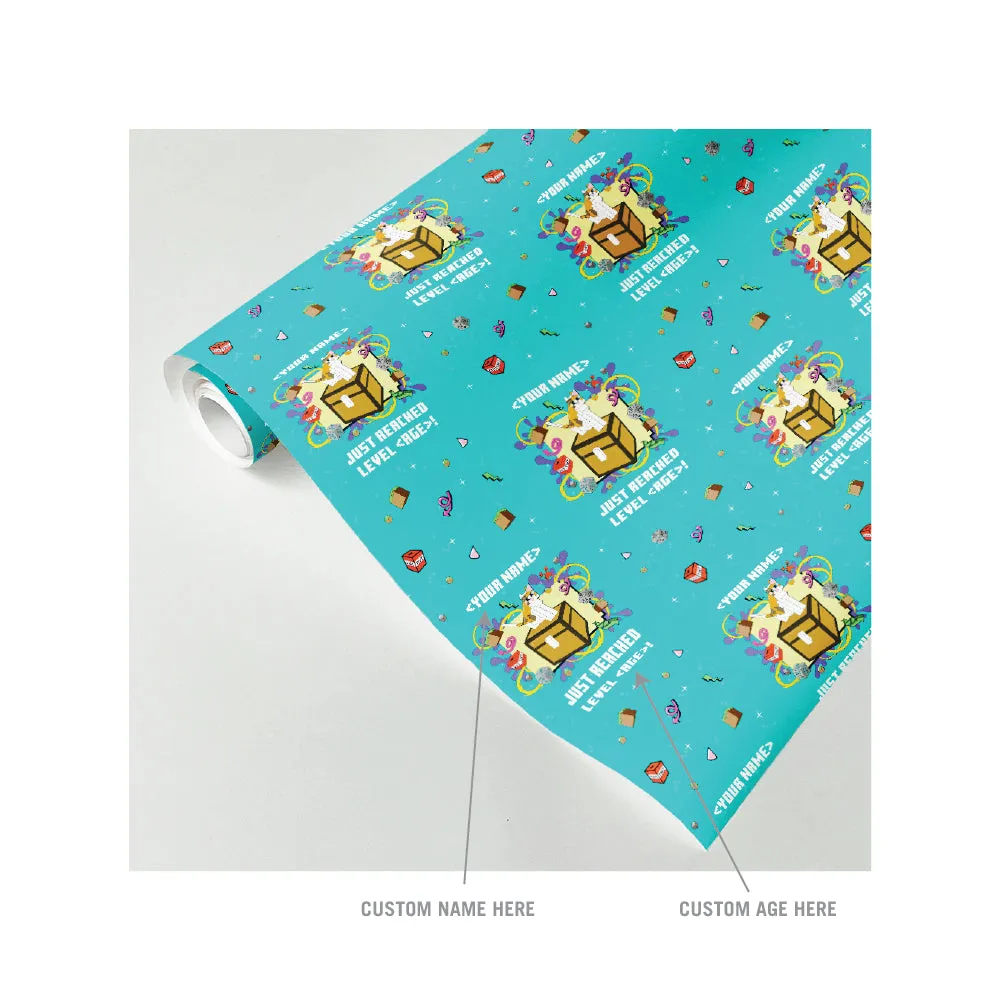Minecraft Cat Just Reached Level Personalized Satin Gift Wrap