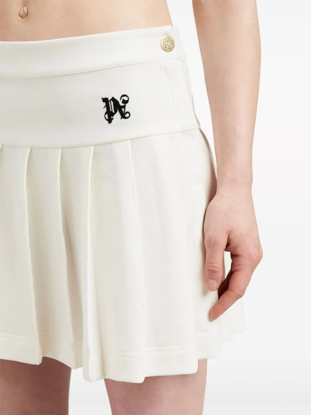 monogram-embroidered pleated miniskirt