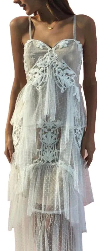 'Nymph' Tiered Lace Gown - White or Black