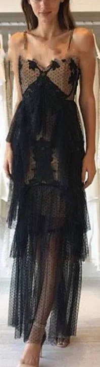 'Nymph' Tiered Lace Gown - White or Black