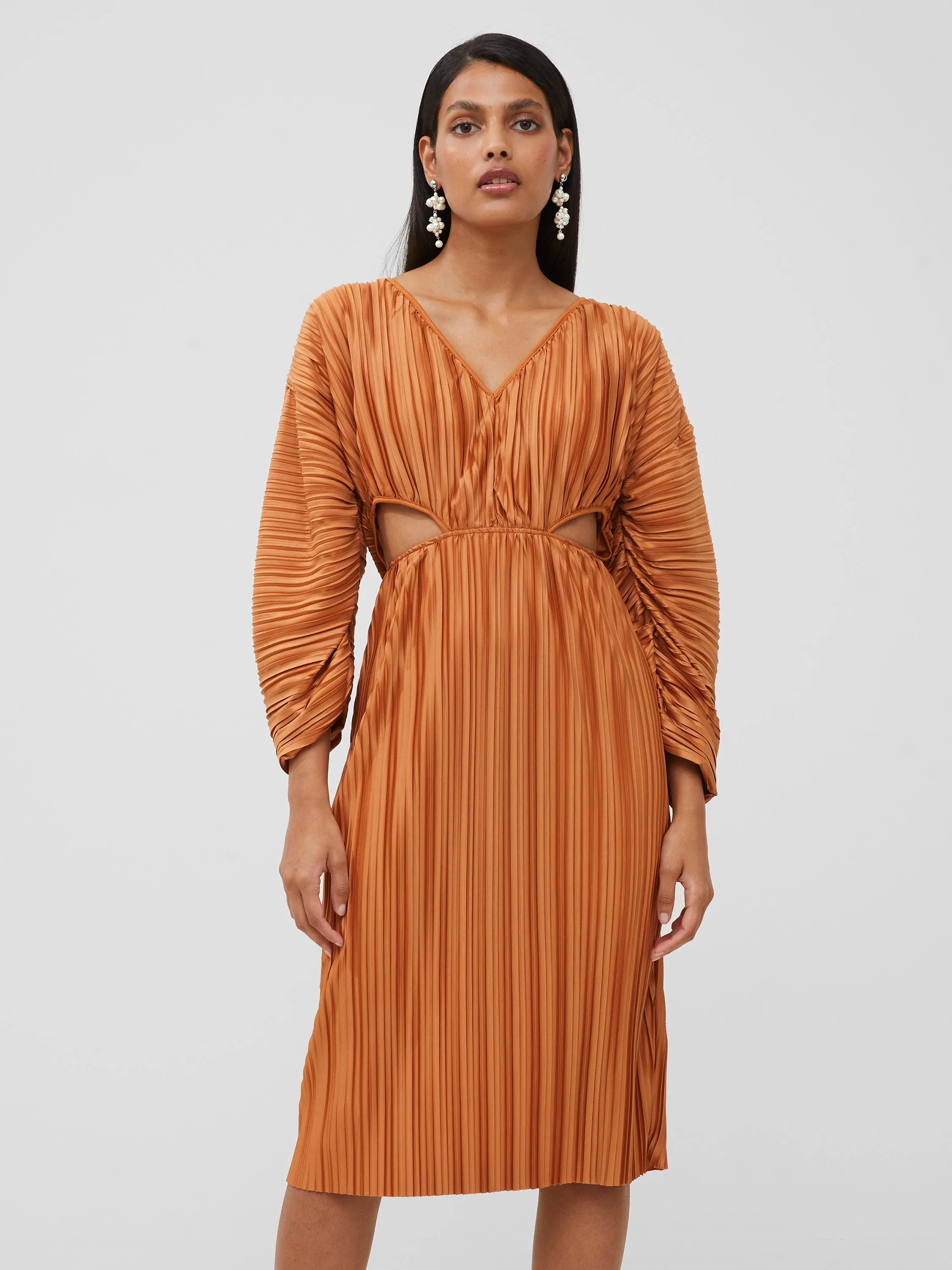Regi Pleated Cut Out Midi Dress