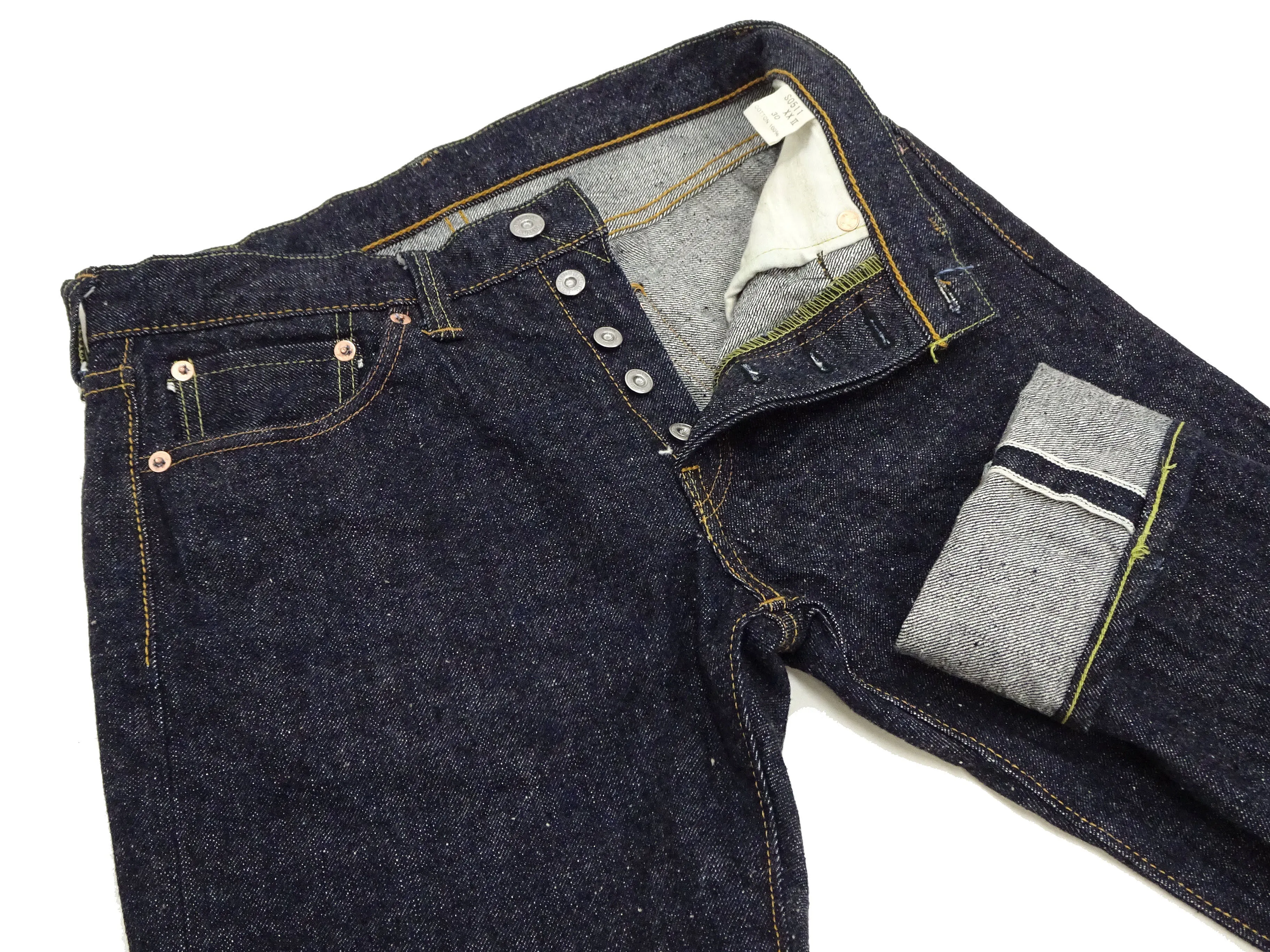 Samurai Jeans S0511XXII Men's Slim Tapered Fit One-Washed 15 Oz. Japanese Indigo Denim Pants