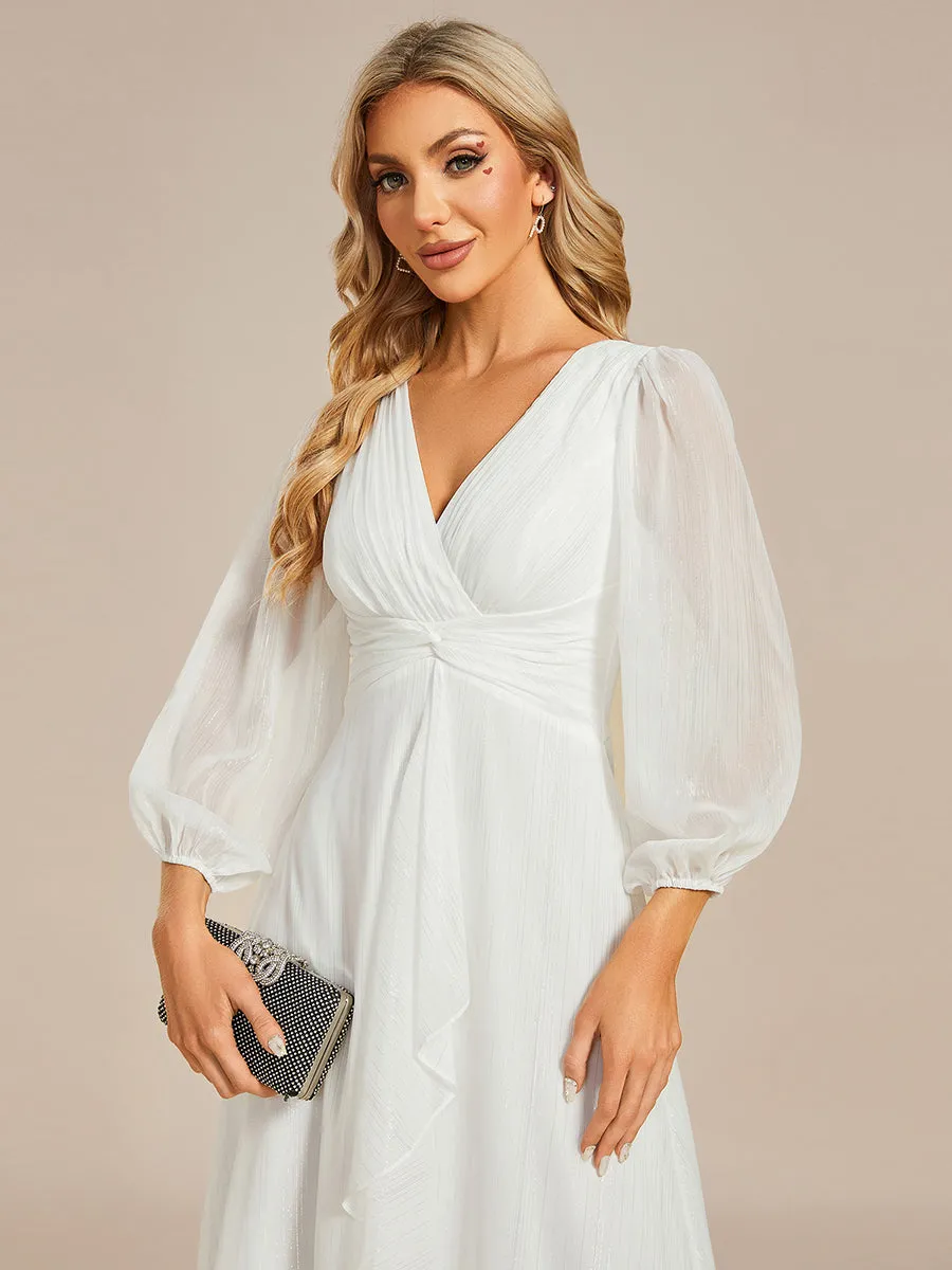 Shiny Chiffon Wholesale Wedding Guest Dresses with Long Sleeve