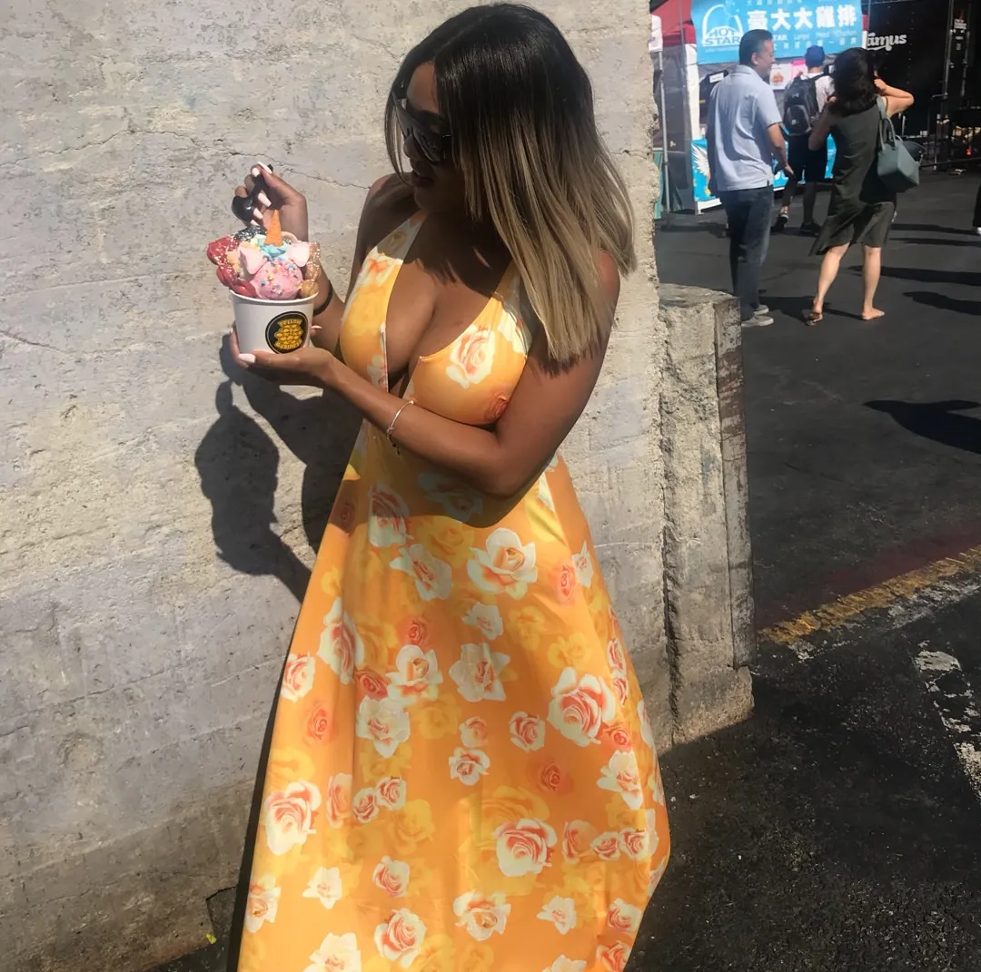 Sleeveless Long Maxi Dress with Deep V Neckline and Floral Print