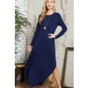 Solid Long Sleeve Maxi Dress
