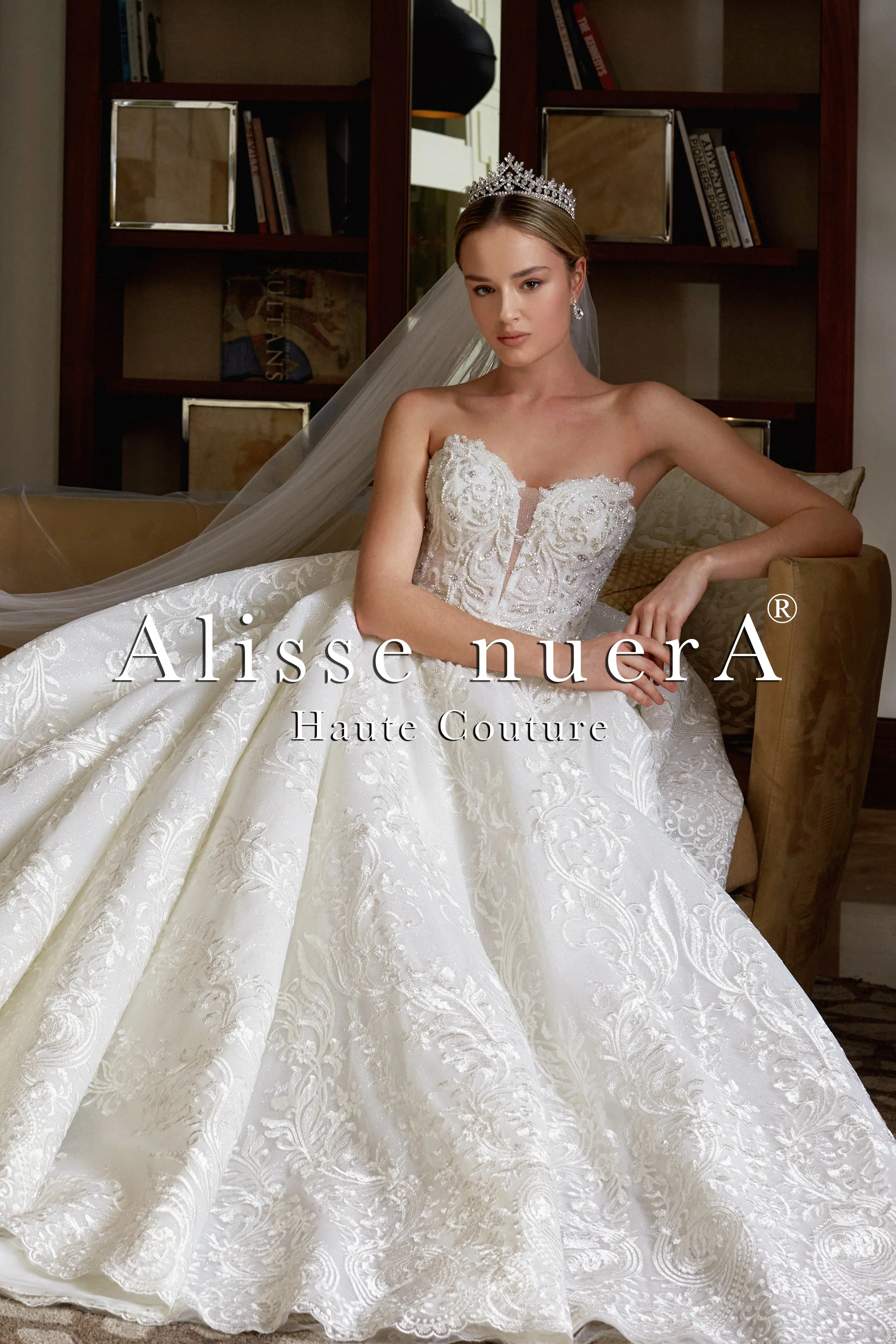 Square Neck Watermelon Sleeve A-Line Lace Wedding Dress Model