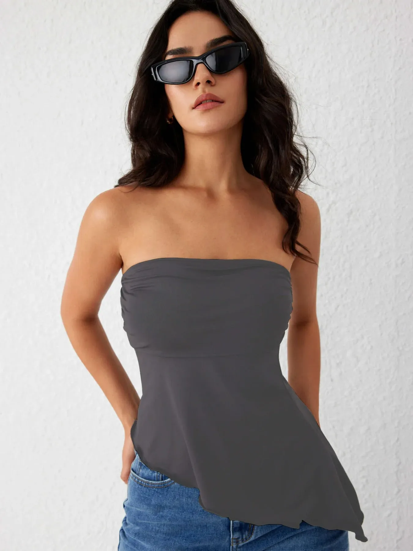 Super Soft Asymmetrical Hem Tube Top