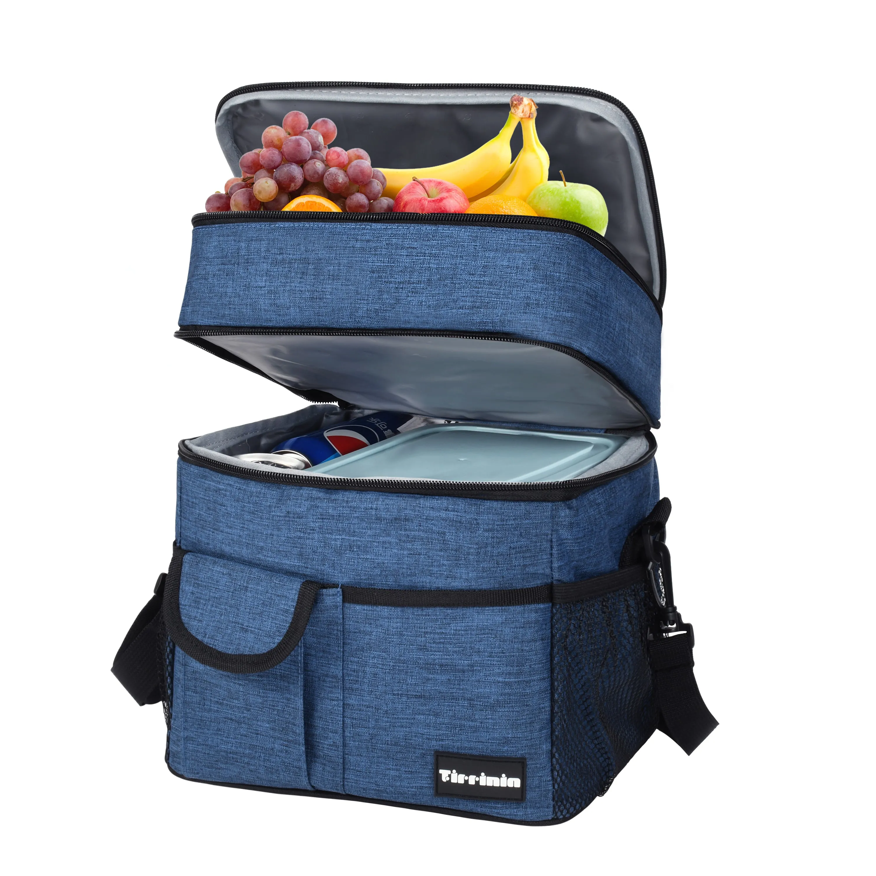 Tirrinia Large Double-Layer Insulated Lunch Bag with Pocket