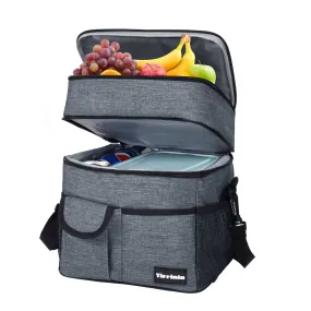 Tirrinia Large Double-Layer Insulated Lunch Bag with Pocket