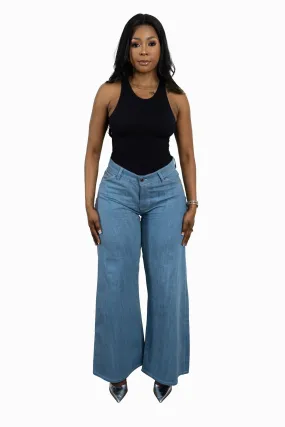 TSHEPO LADIES WIDE LEG PAKISHA JEANS, LIGHT-WASH