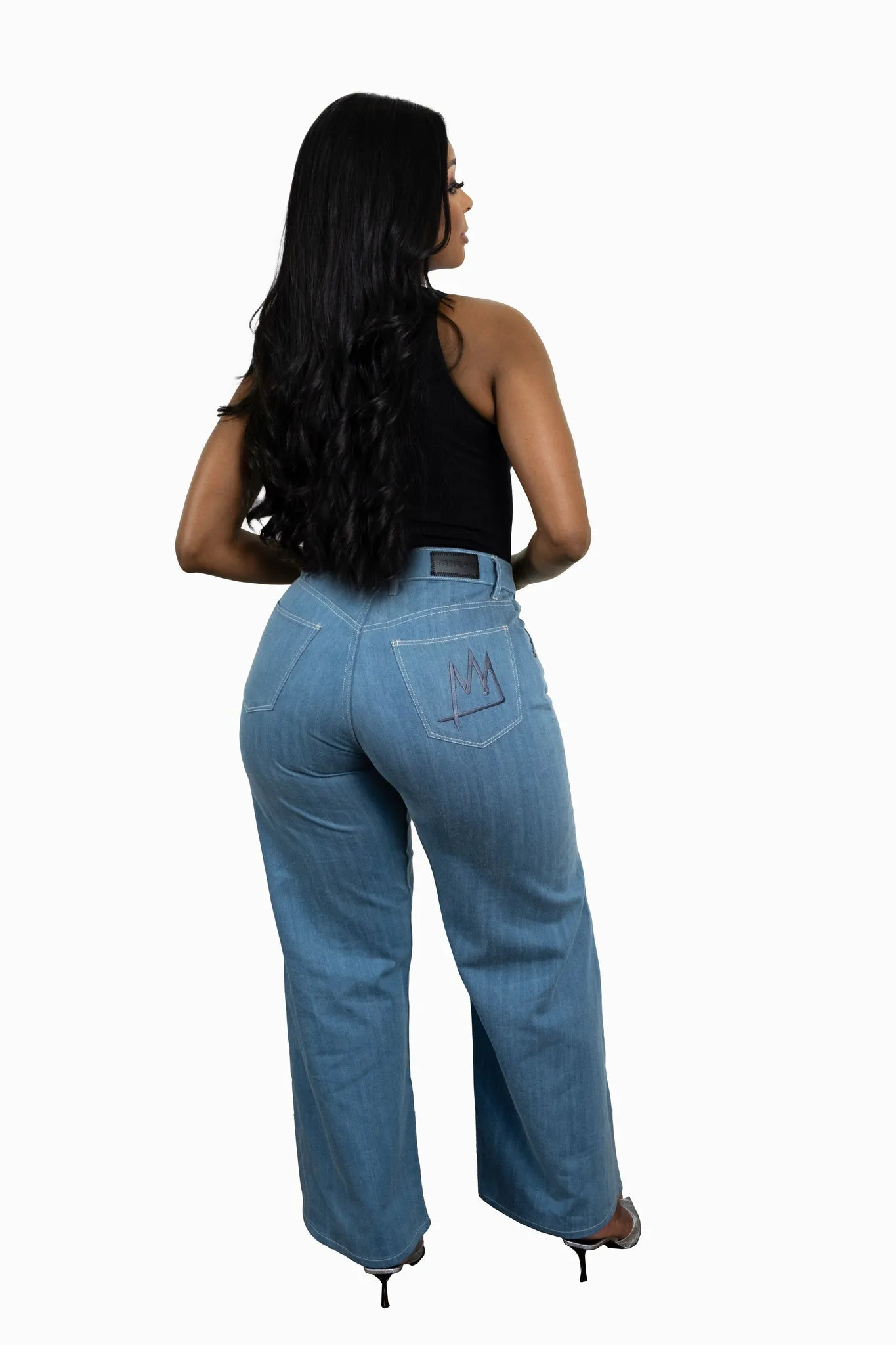 TSHEPO LADIES WIDE LEG PAKISHA JEANS, LIGHT-WASH