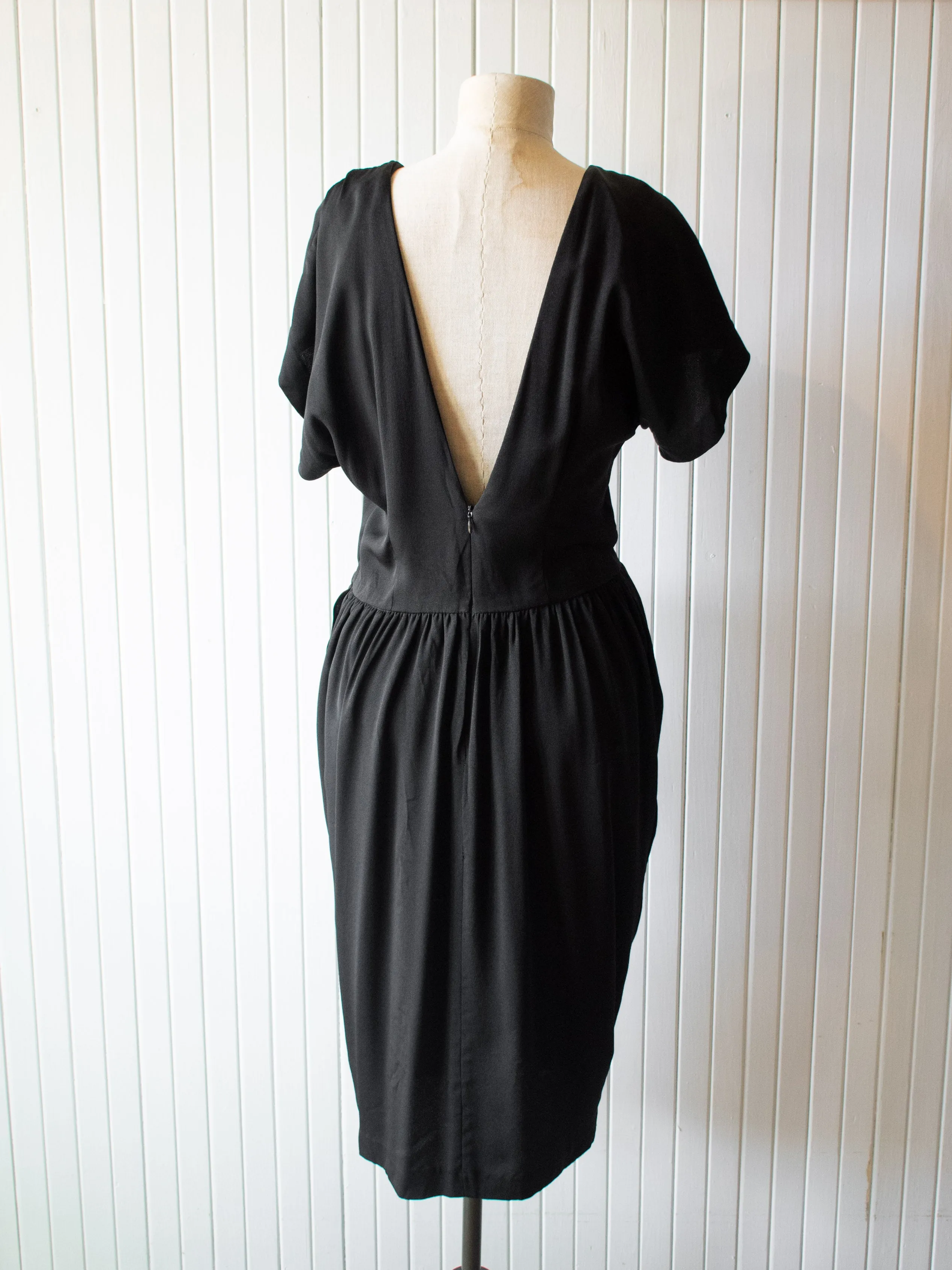 Vintage 1980s Black Cocktail Dress M/L