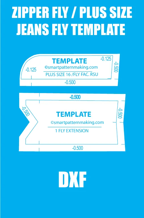 Zipper Fly/ Plus Size  Jeans Fly Template